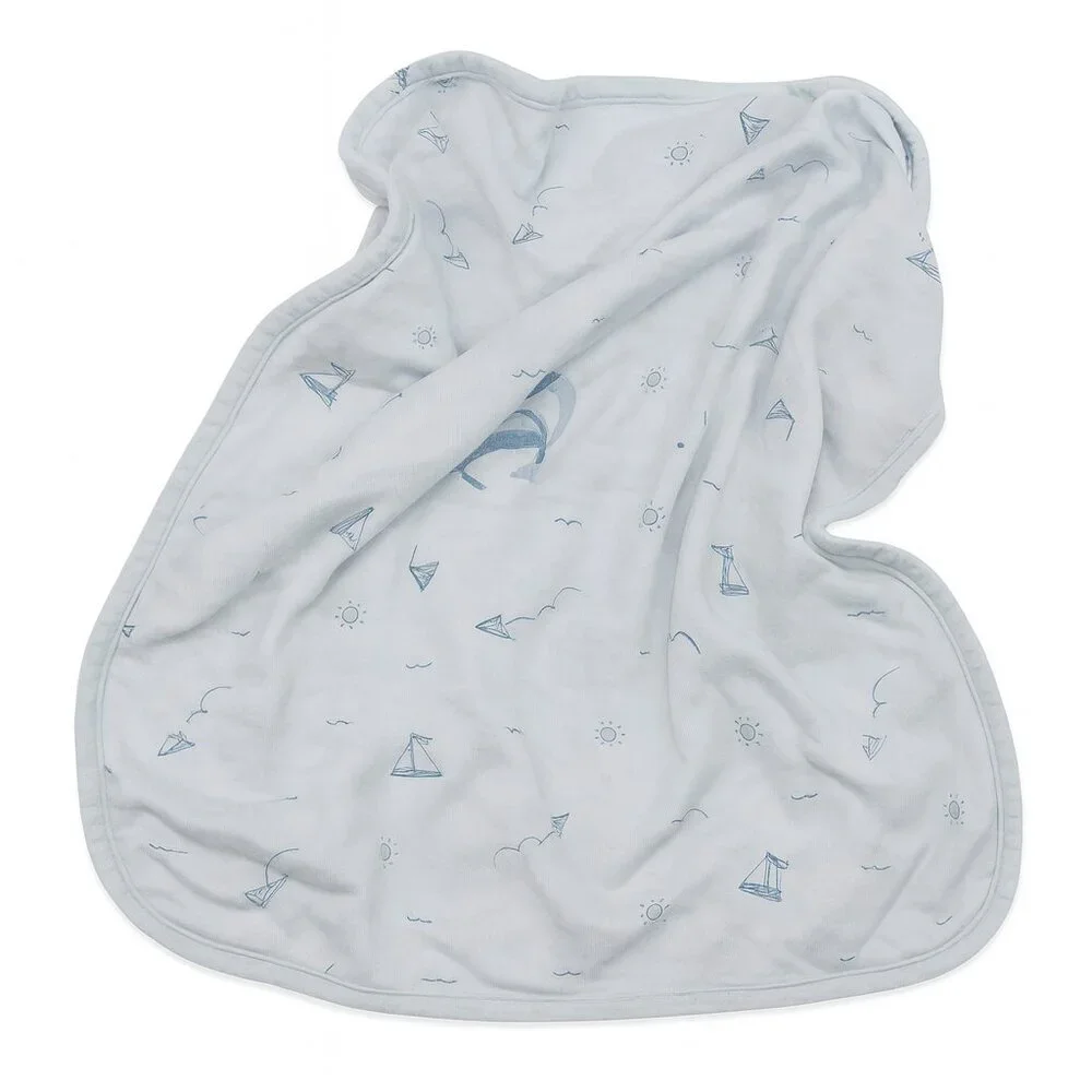 Soft Blue & White Burp Rags – Nautical & Bear Print – One Size Baby Essential